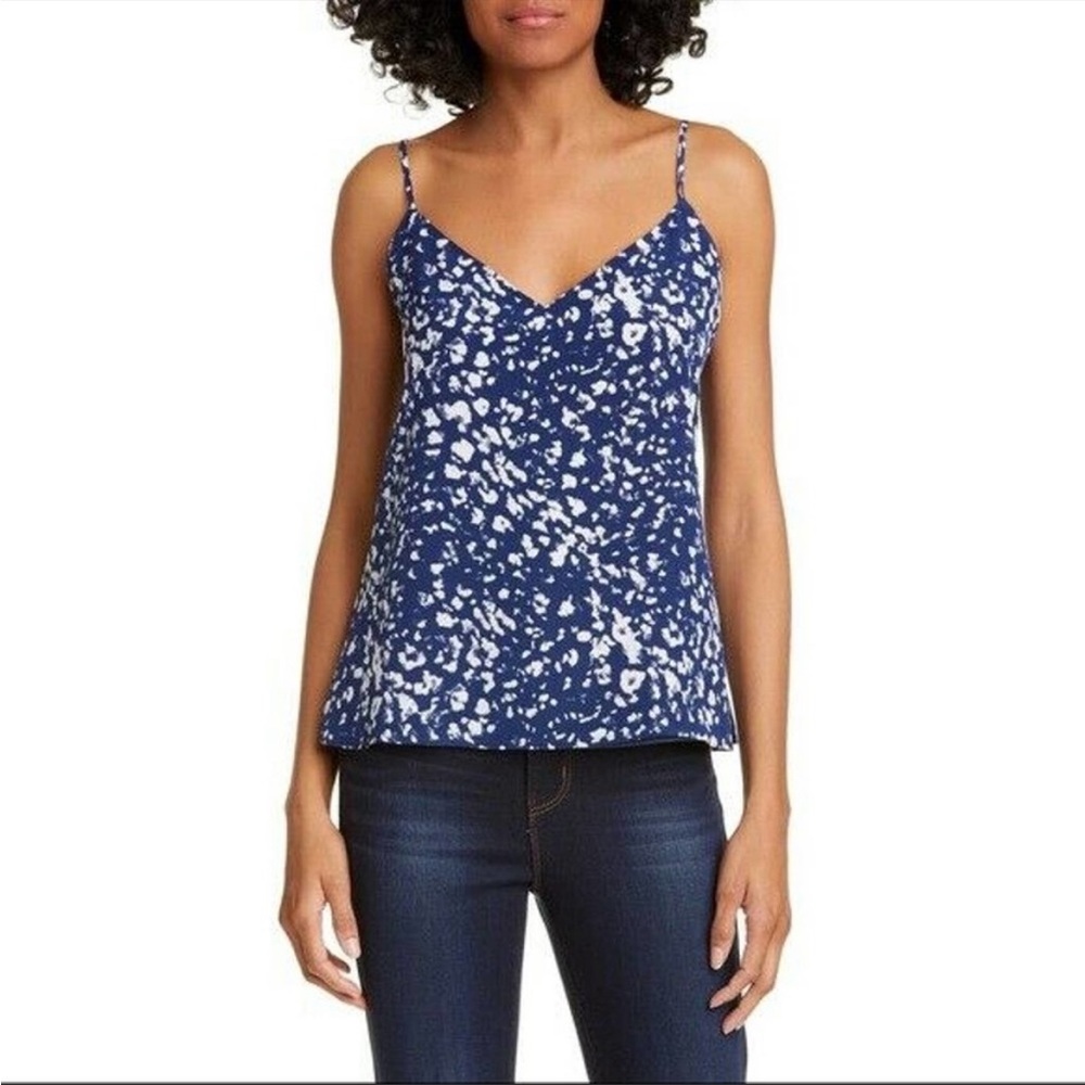 L’AGENCE Jane navy silk splatter print cami blouse